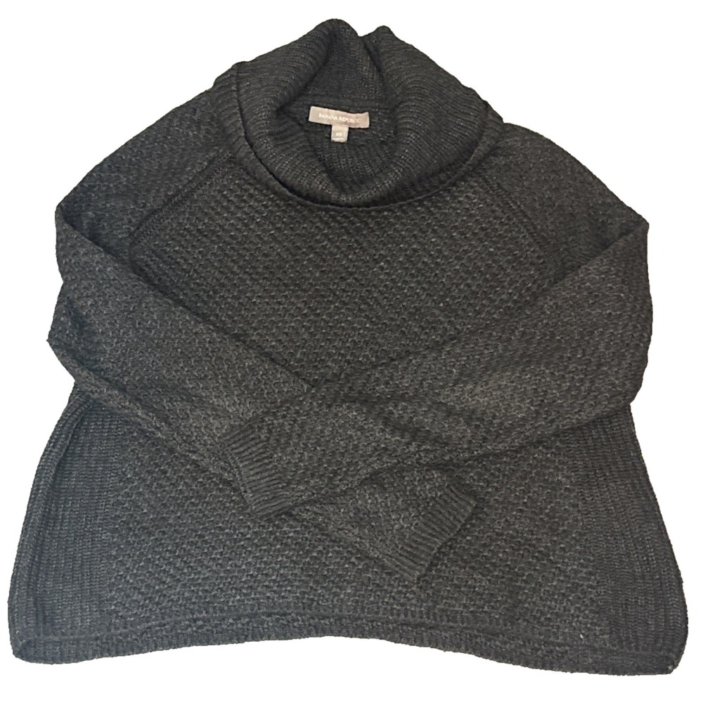 Banana Republic Alpaca Wool Blend Cowl Neck Sweater Womens XS Gray Knit Pullover